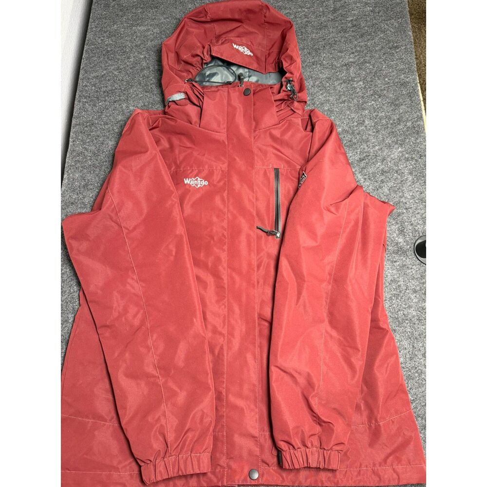 Wantdo Men's Ski Jacket Red Hooded Waterproof Windproof Winter Coat
